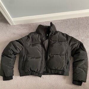 black puffer jacket